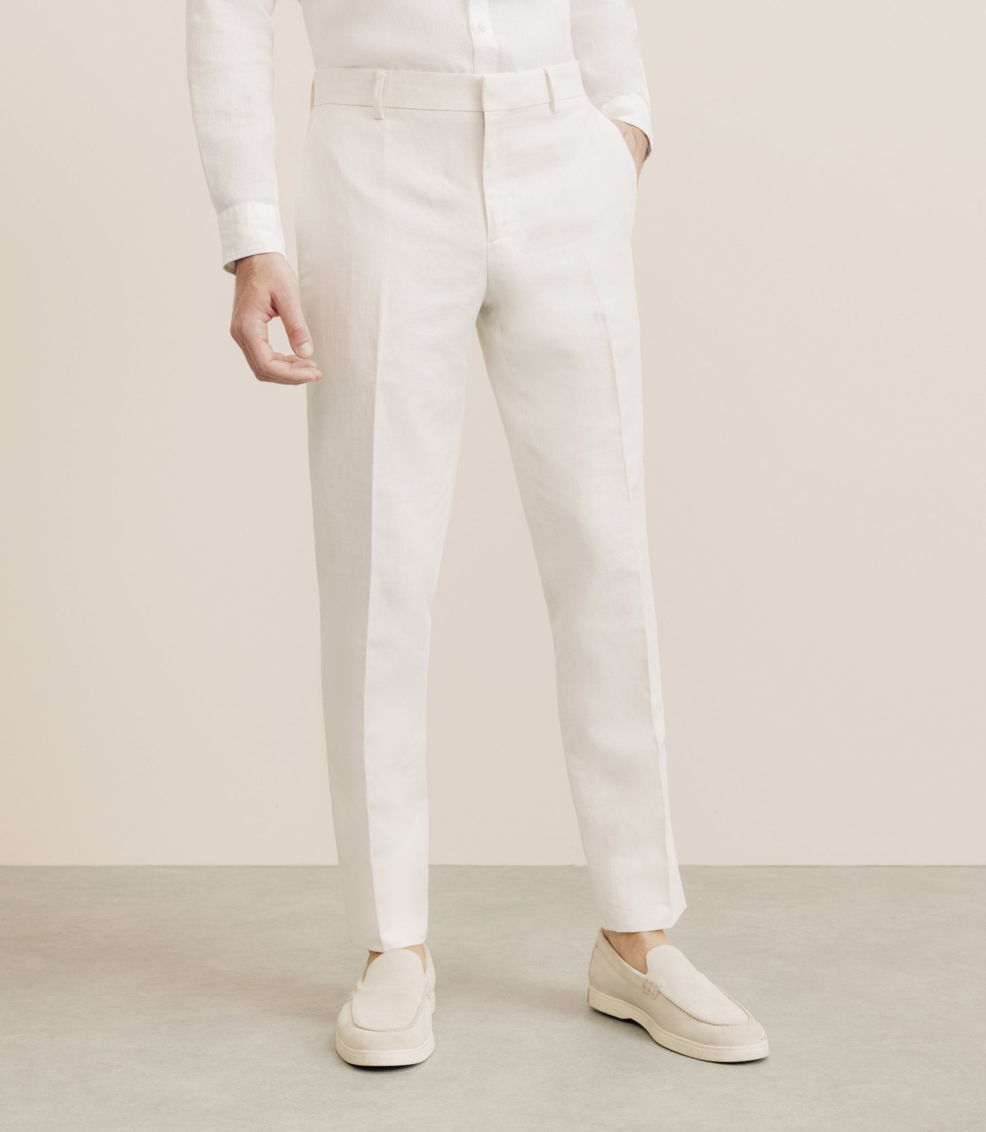 Pantalon en coton et lin ecru - IZAC