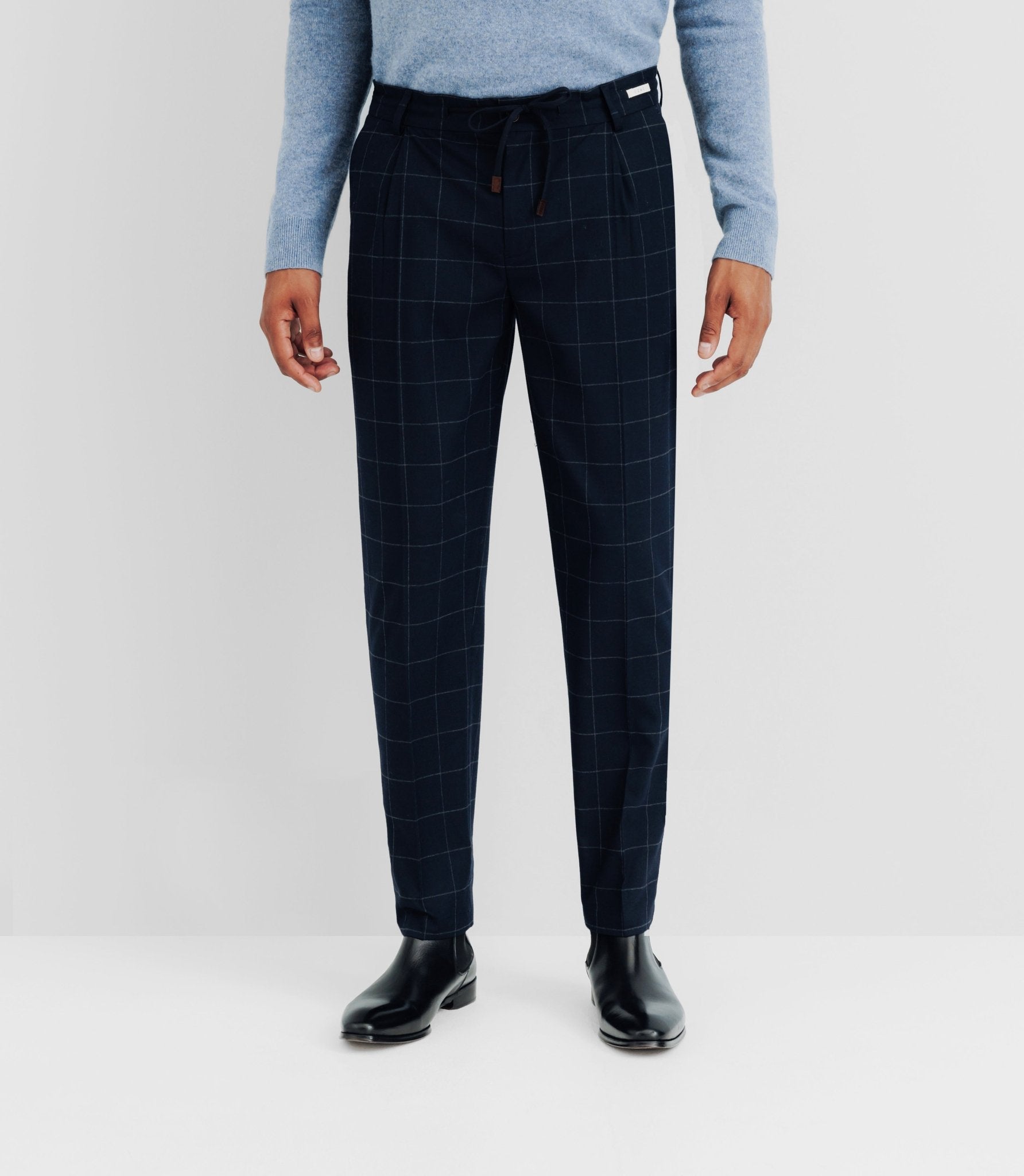 Pantalon ville à carreaux marine - IZAC