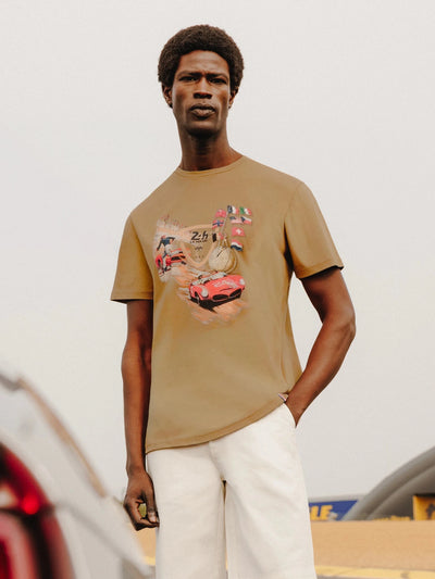 T-shirt col rond camel 24h Le Mans - IZAC