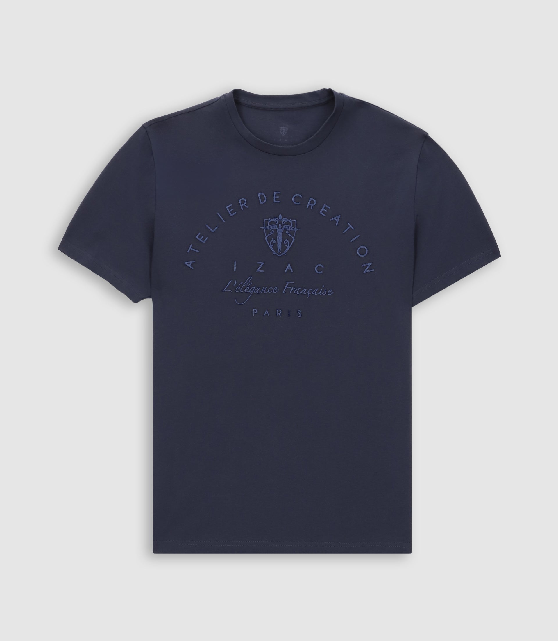 T-shirt col rond brodé marine GUY - IZAC