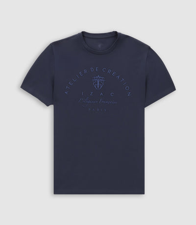 T-shirt col rond brodé marine GUY - IZAC