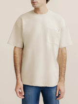 T-shirt uni oversize col rond beige - IZAC