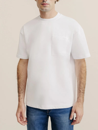 T-shirt uni oversize col rond blanc - IZAC
