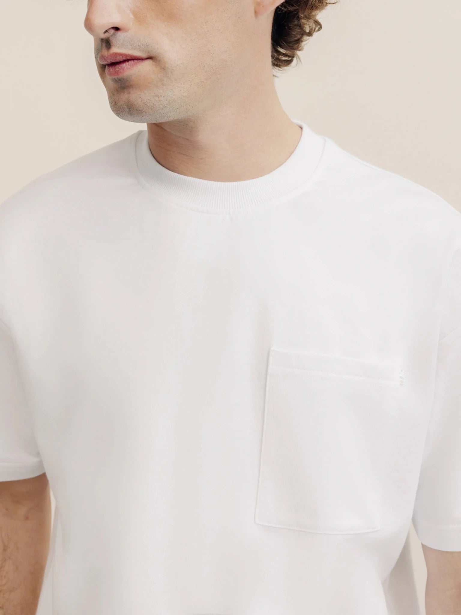 T-shirt uni oversize col rond blanc - IZAC