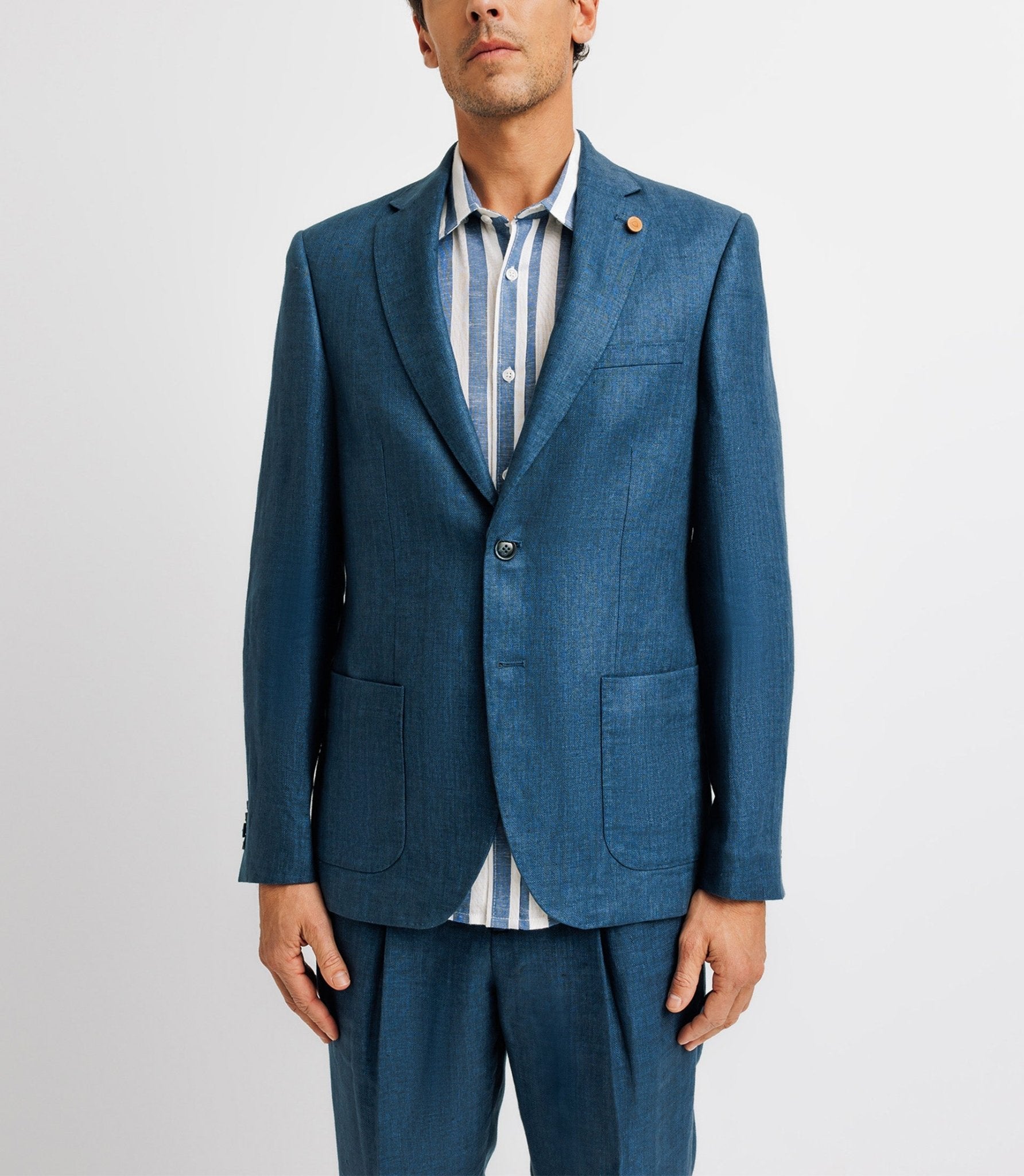 Veste ville séparable en lin bleu indigo - IZAC