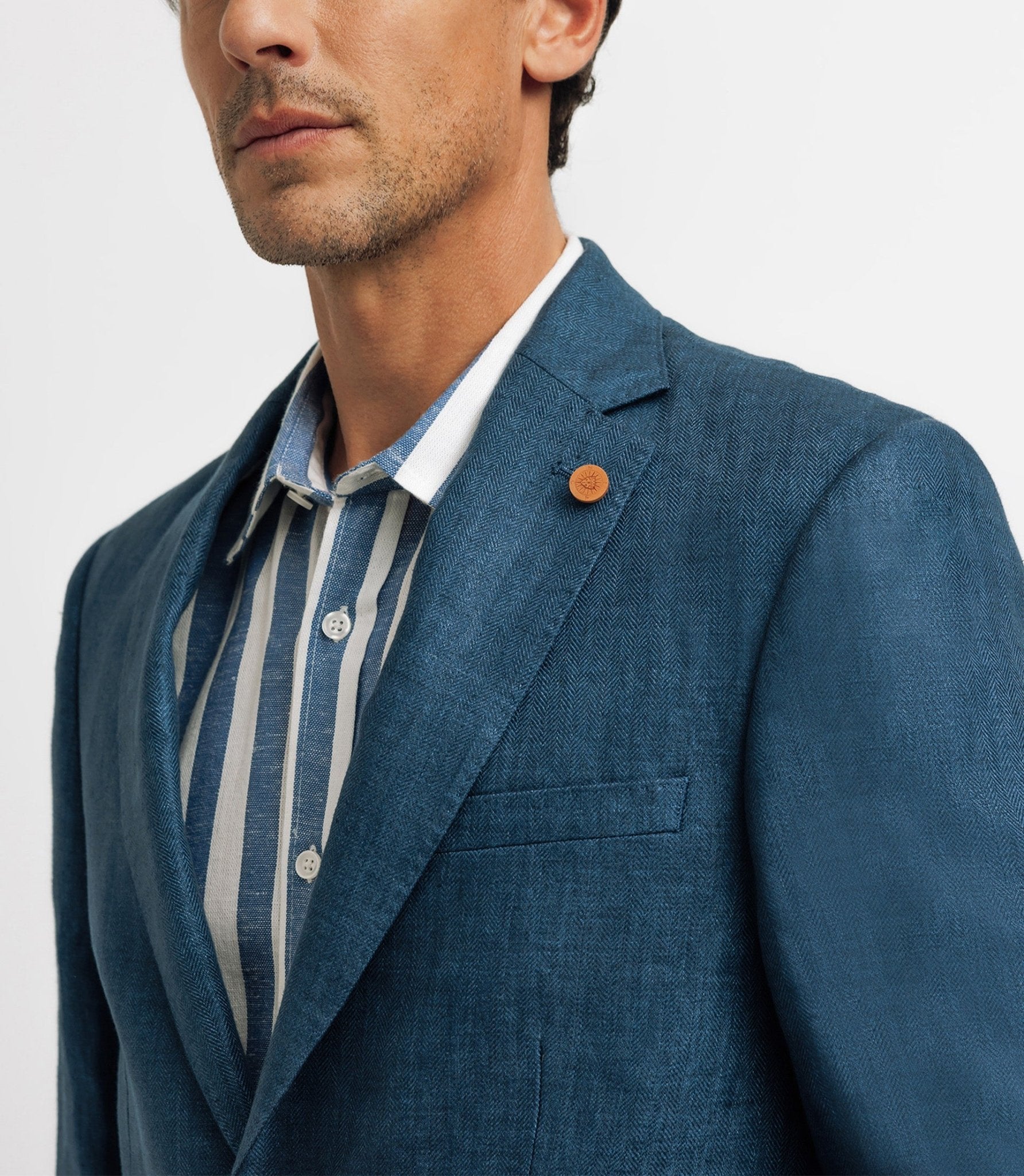 Veste ville séparable en lin bleu indigo - IZAC