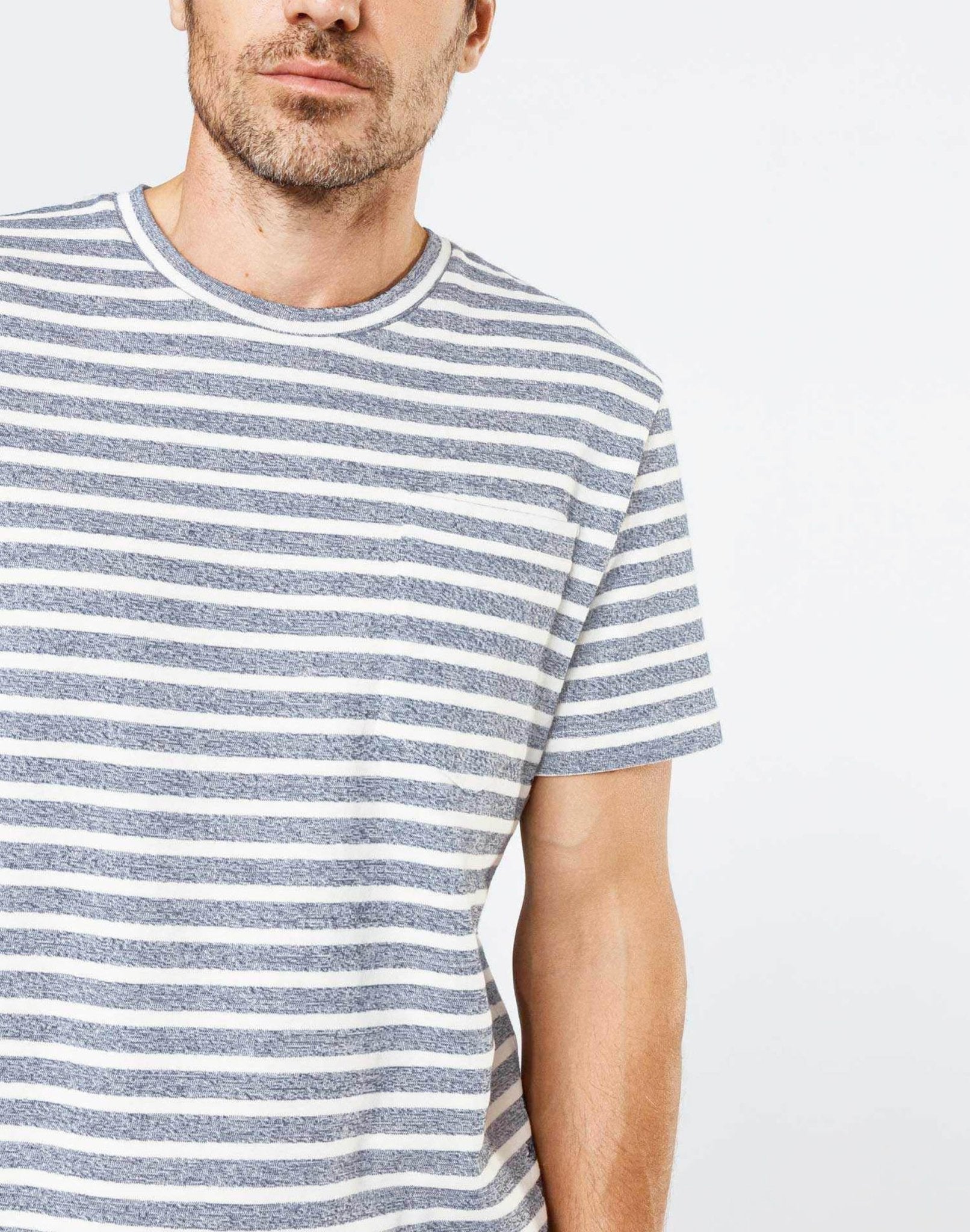 T-shirt à rayures indigo/écru - IZAC