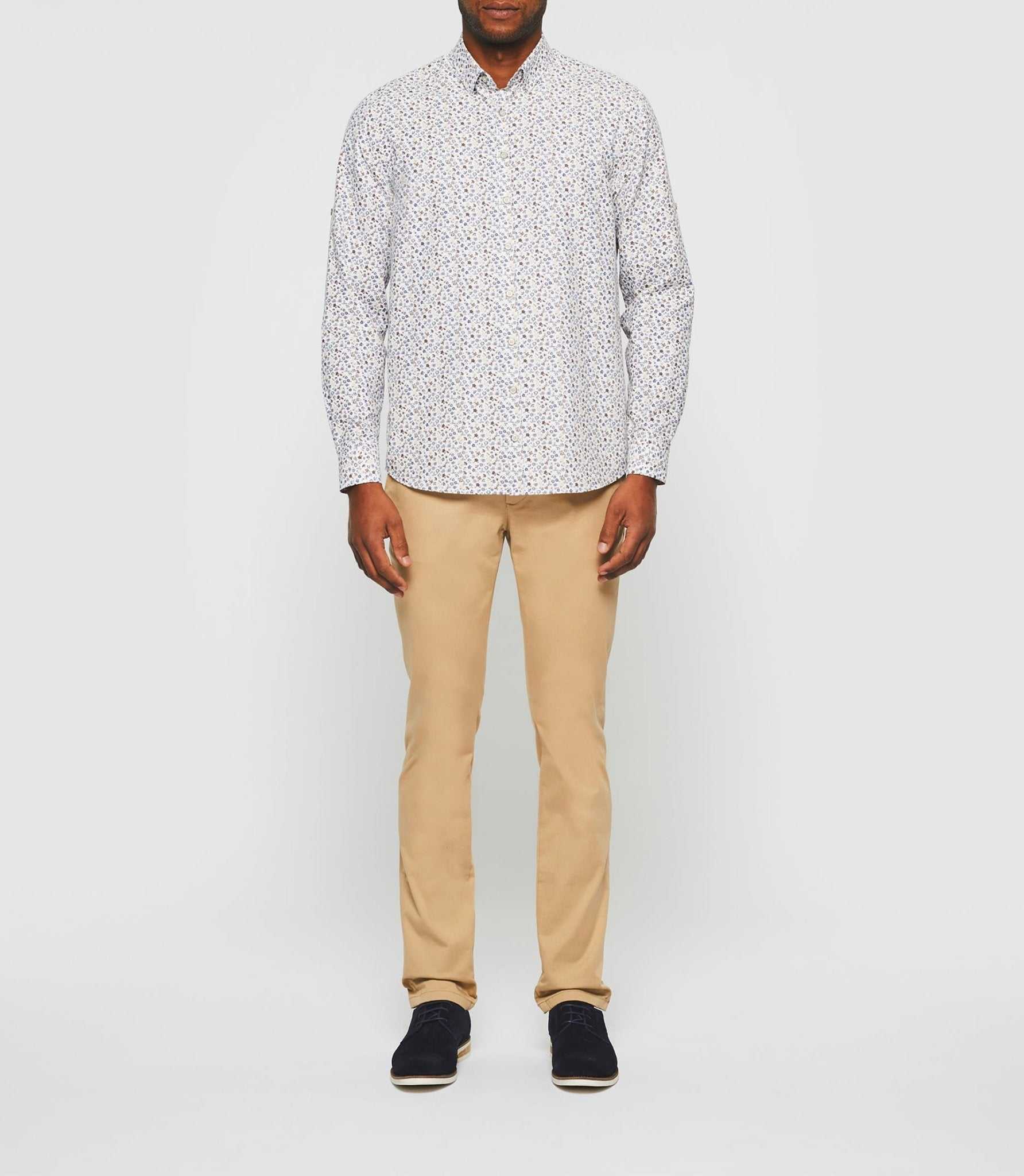 Chemise casual blanche à imprimé camel "Karly" - IZAC