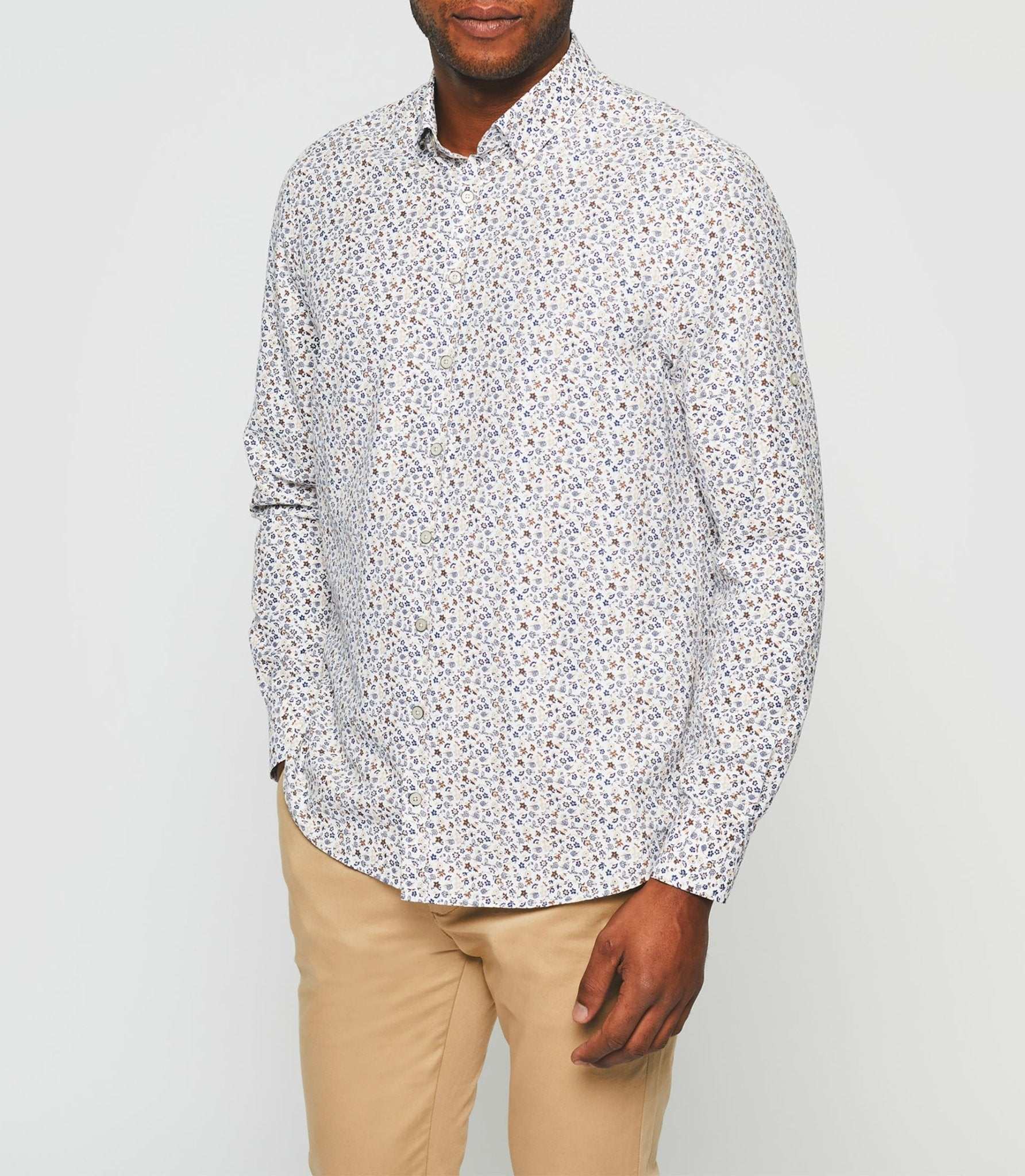 Chemise casual blanche à imprimé camel "Karly" - IZAC