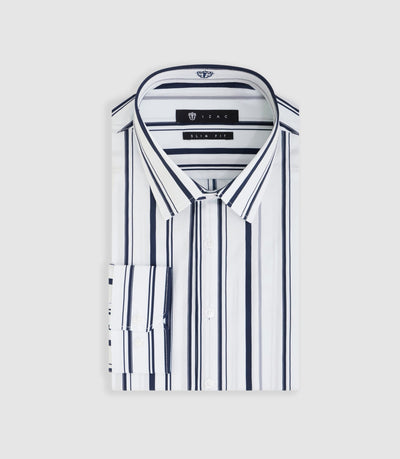 Chemise à rayures blanche et marine "Manil" - IZAC