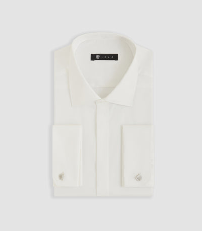 Chemise slim en satin de coton écru SATINMIXSLOUT - IZAC