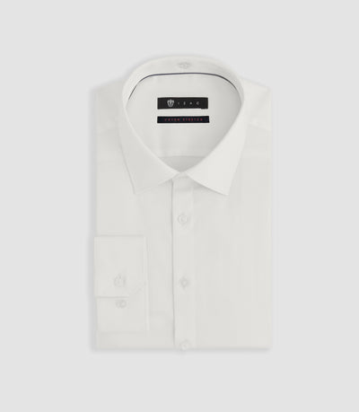 Chemise regular en satin stretch écru SASTRETCHBASIC - IZAC