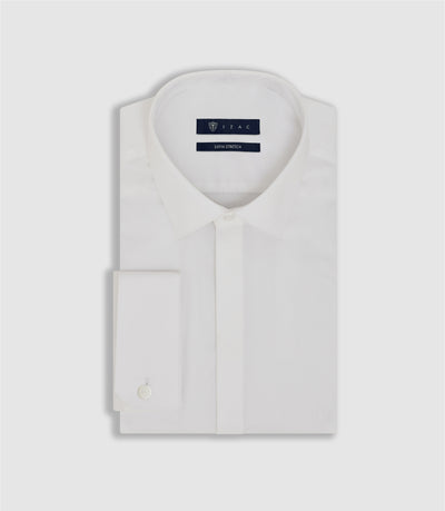 Chemise regular en satin stretch blanche SASTRETCHMIXTE - IZAC