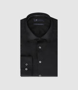 Chemise slim en satin de coton noir SATINSLIM - IZAC