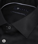 Chemise slim en satin de coton noir SATINSLIM - IZAC