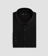 Chemise unie en popeline stretch noir MALTE2 - IZAC