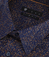 Chemise à imprimé micro motifs marine et camel PENTI - IZAC