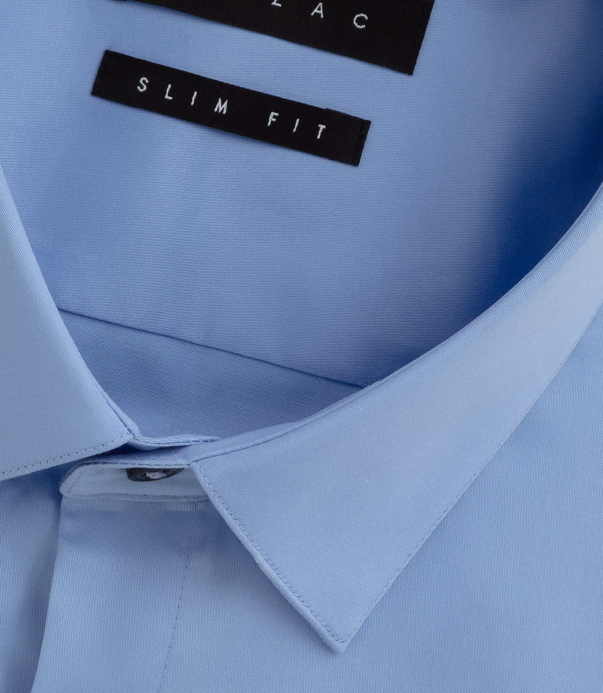 Chemise slim en satin coton bleu pastel SATINSLIM - IZAC