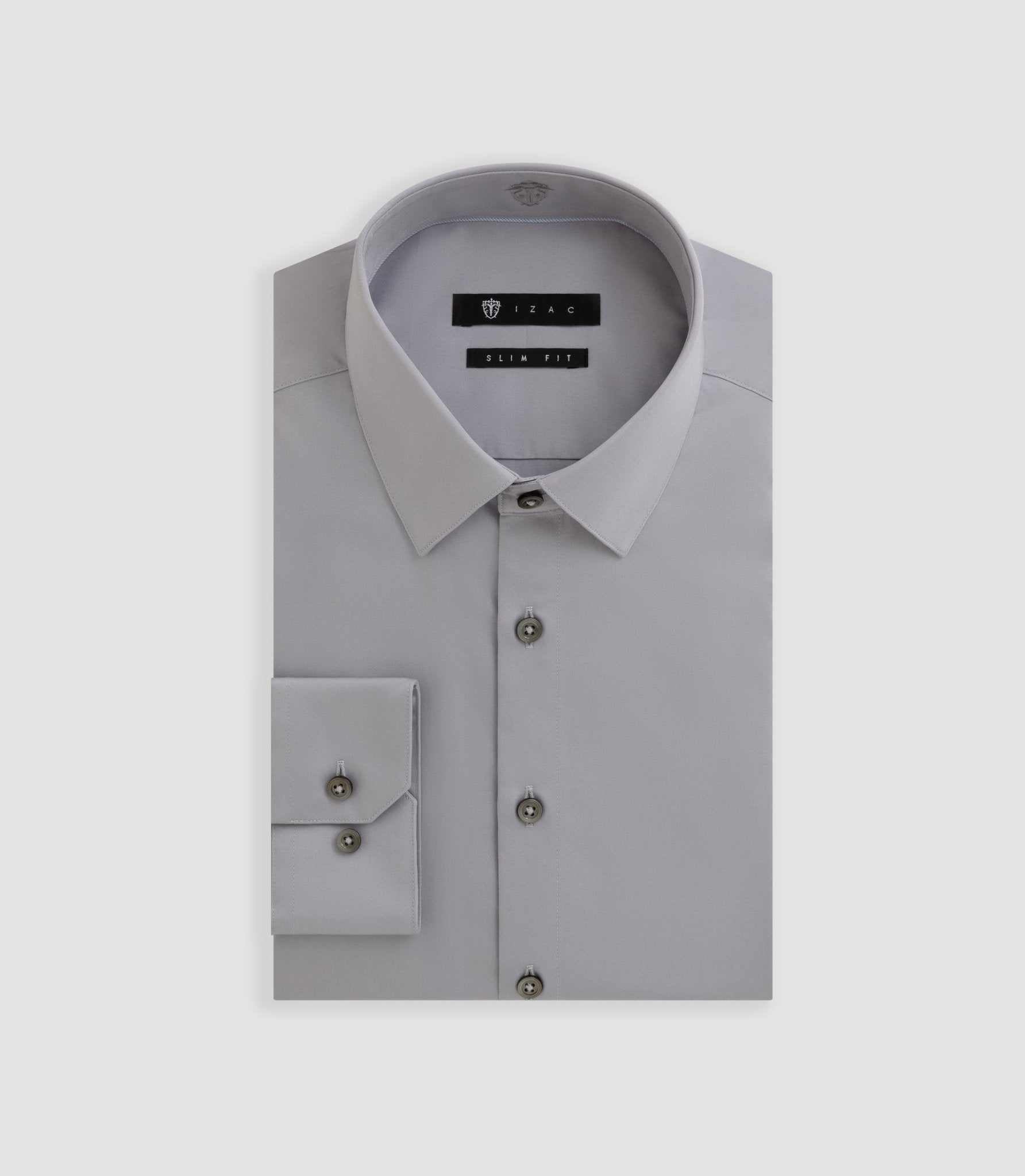 Chemise slim en satin coton gris clair SATINSLIM - IZAC