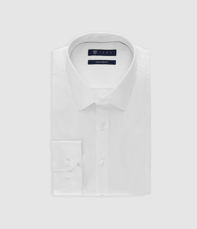 Chemise en satin stretch BLANC - IZAC