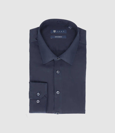 Chemise en satin stretch marine STRETCHBS - IZAC