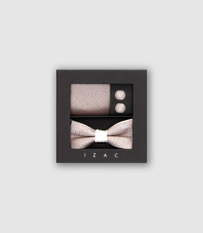 Coffret nœud papillon et boutons de manchette beige BOXUNI - IZAC