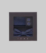 Coffret noeud papillon, pochette, bouton de manchette marine TIMOTE - IZAC