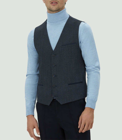 Gilet marine empiècements suède "Quincognito" - IZAC