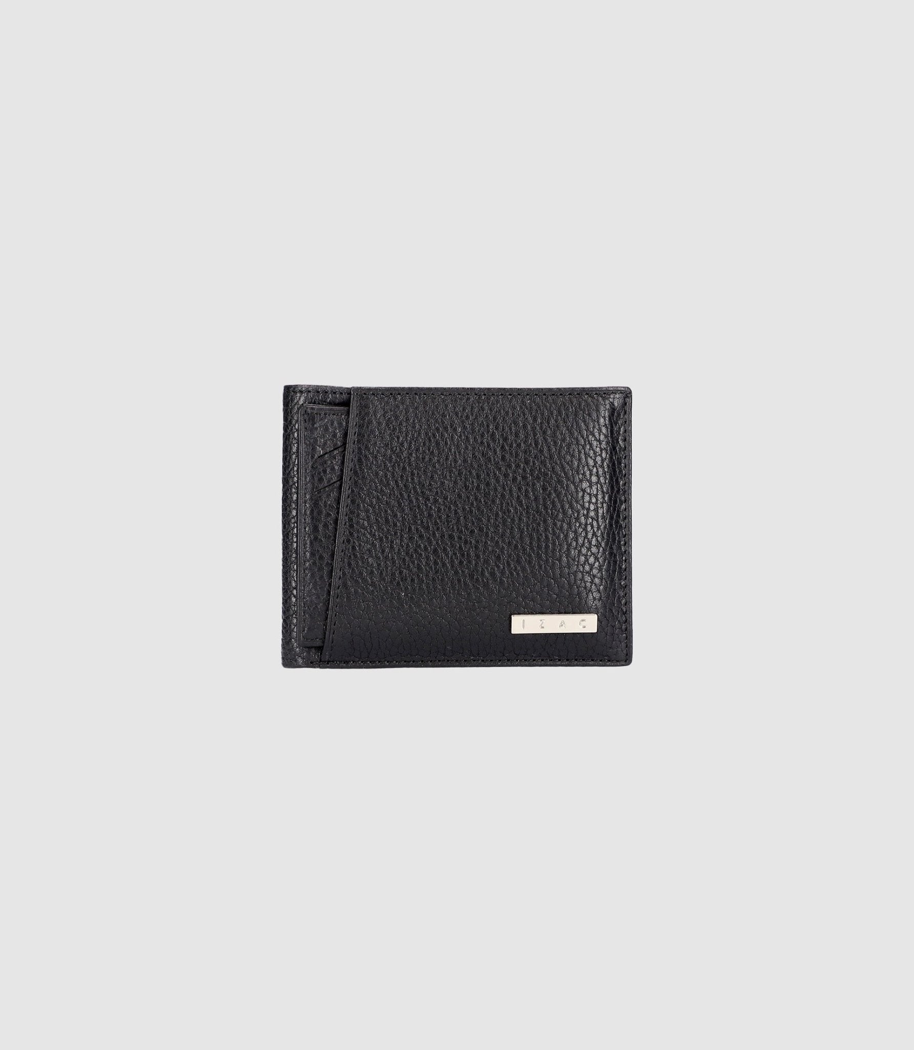 Portefeuille avec porte cartes en cuir noir WATT - IZAC