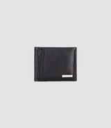 Portefeuille avec porte cartes en cuir noir WATT - IZAC