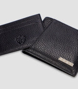 Portefeuille avec porte cartes en cuir noir WATT - IZAC