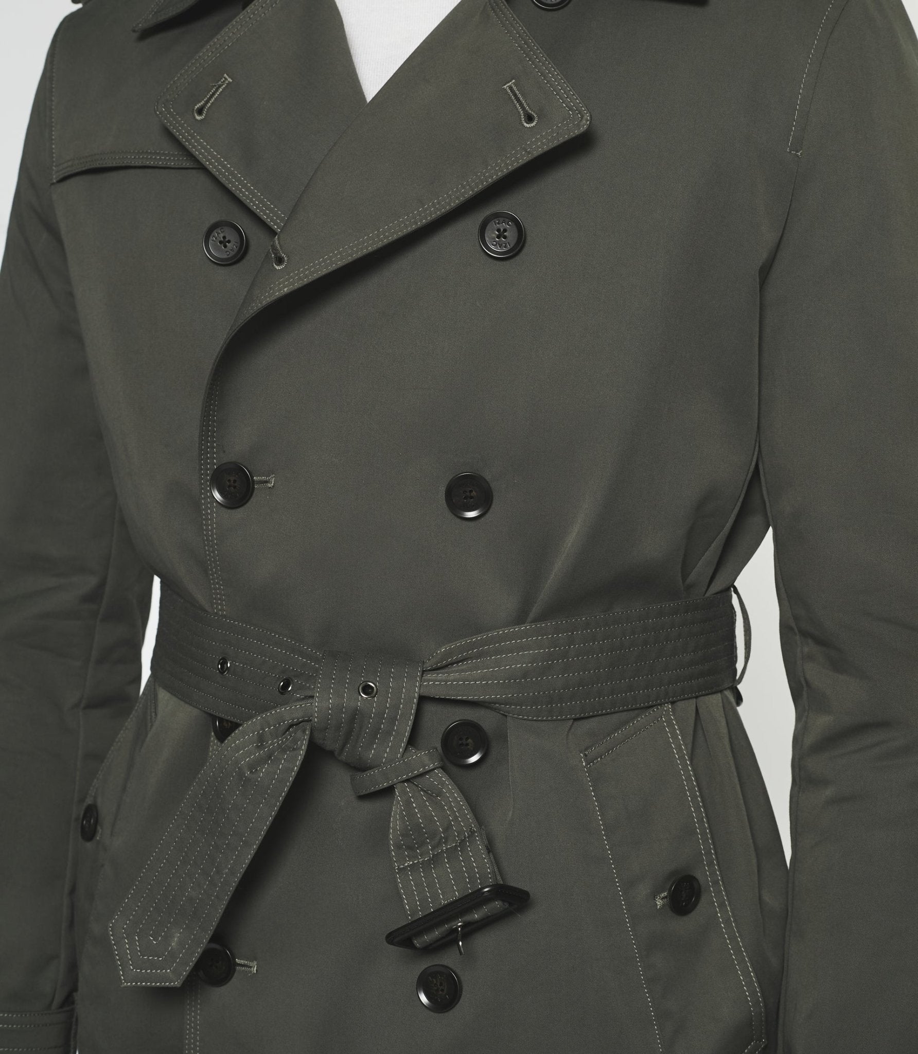 Trench croisé en coton kaki foncé IDANO - IZAC